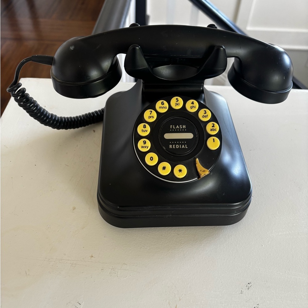 Pottery Barn Grand Retro Black Rotary Dial Telephone